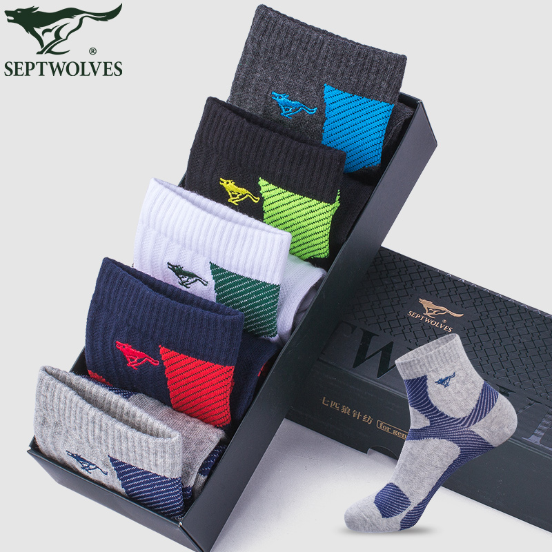 七匹狼男士袜子春夏运动中筒袜校园风男袜骑行跑步袜子四季袜男