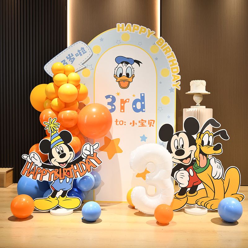 卡通迪士尼米老鼠主题生日背景板