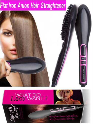 Flat Iron Hair Straightener Brush Salon Comb 中长发直发器梳
