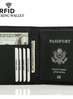 RFID Leather Passport Wallet passport bag皮夹护照本