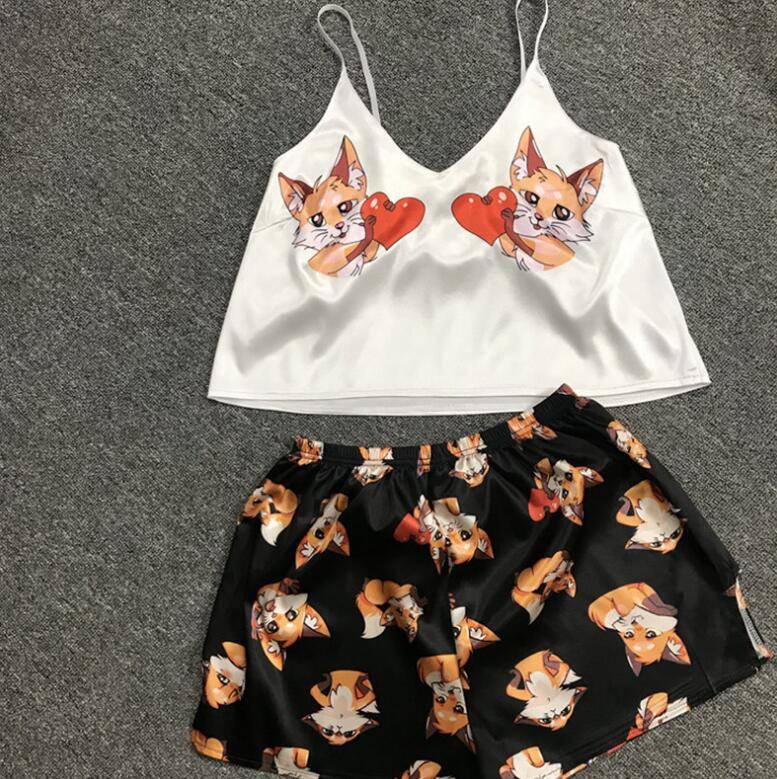 Summer New Print Camisole Shorts Pajama Sets夏季印花分体套装