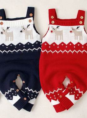 Christmas Baby Boys Girls Cartoon Braces Rompers Clothes New