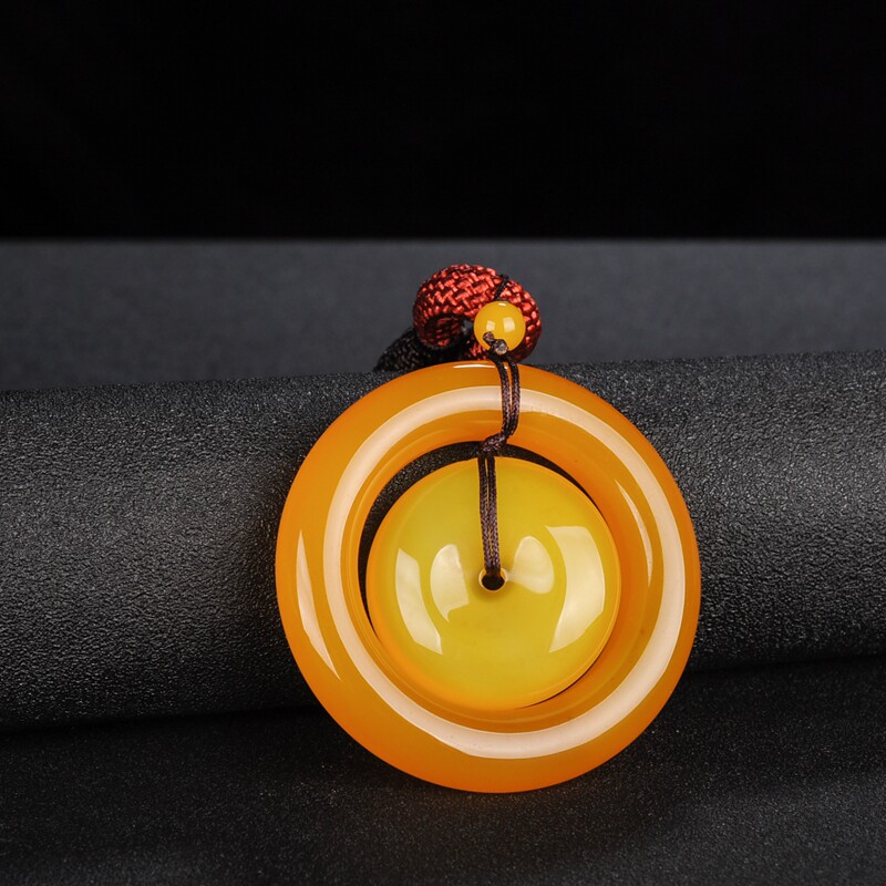 玉玲珑珠宝黄玉髓玛瑙平安字母扣挂饰吊坠情侣款玉坠挂件车挂男女