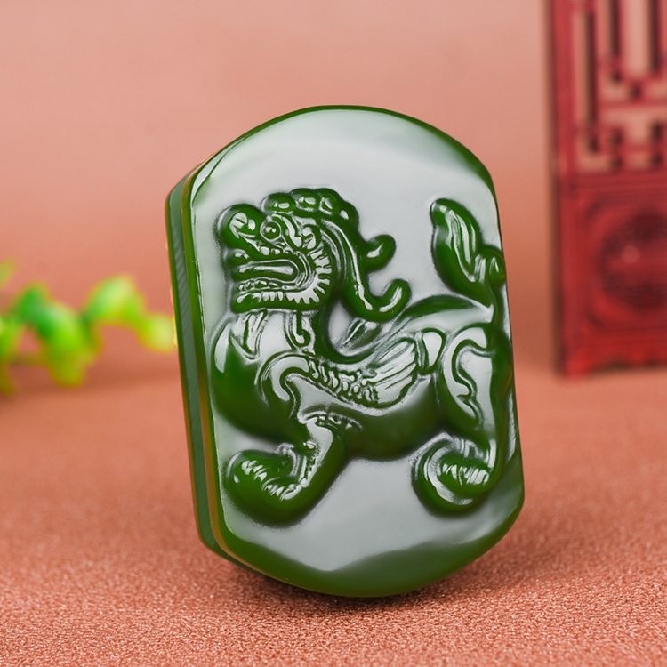 和田碧玉麒麟貔貅皮带扣白玉