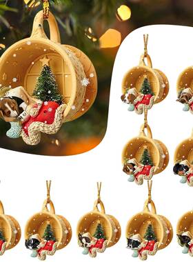 Creative Tree Christmas Decorations Cute Sleeping Dog In A C