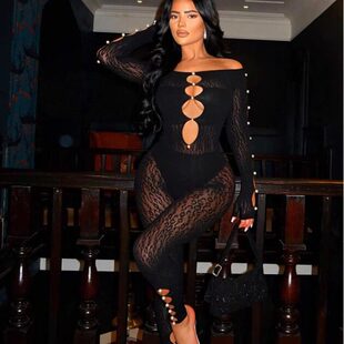 mesh print jacket珍珠豹纹网衣性感长袖 连裤 Jumpsuit 裤 leopard