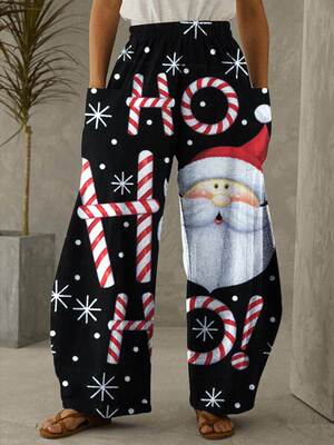 Christmas Pants Women Fashion Joggers Santa Claus 3d Print