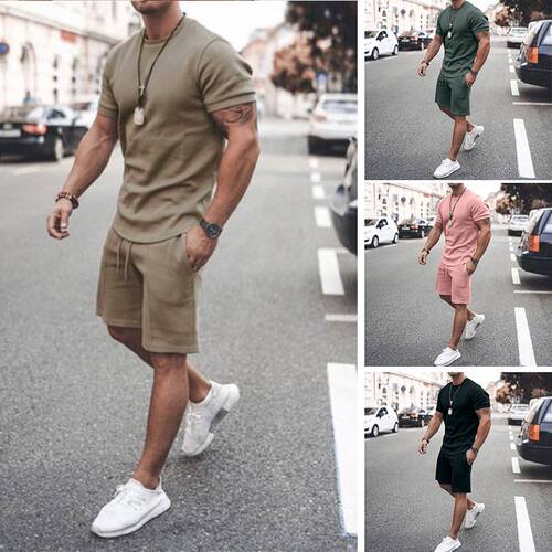 Men's&nbsp;casual&nbsp;suit 欧美男装短袖短裤两件套运动休