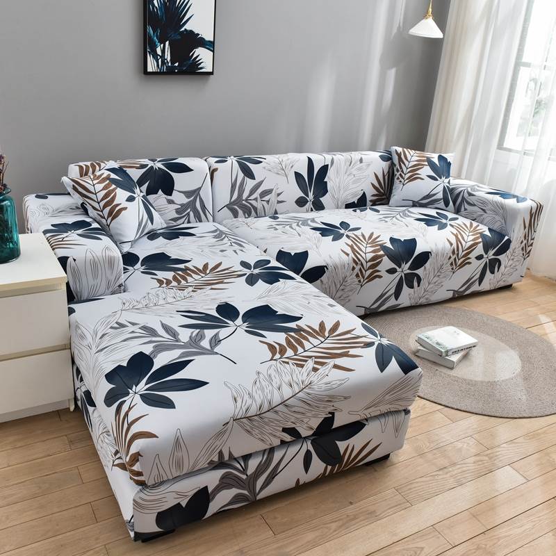 Square Printed L-shape Chaise Longue Sofa Covers for Living