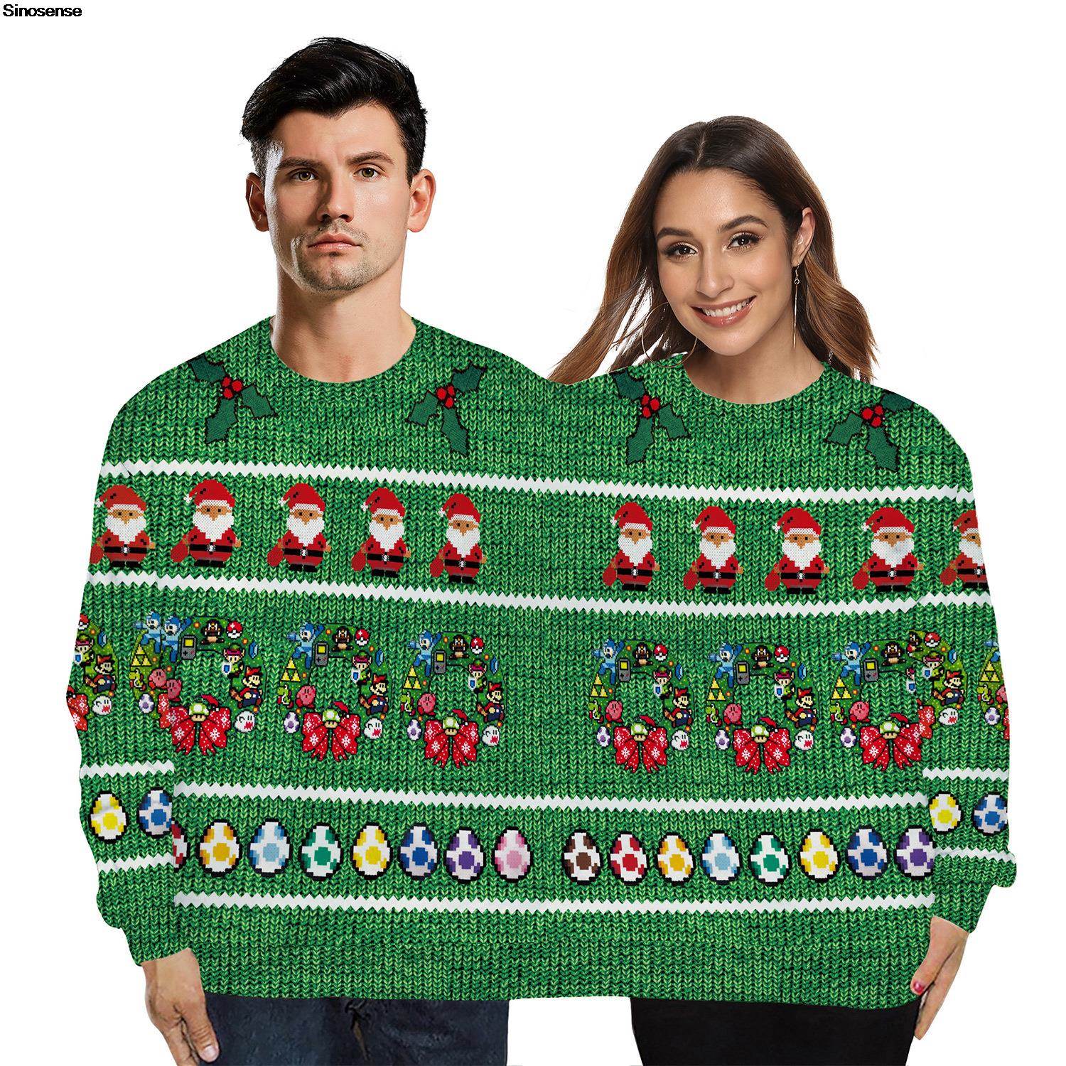 Mens And Womens Two Person Ugly Christmas Sweater 3D Funny