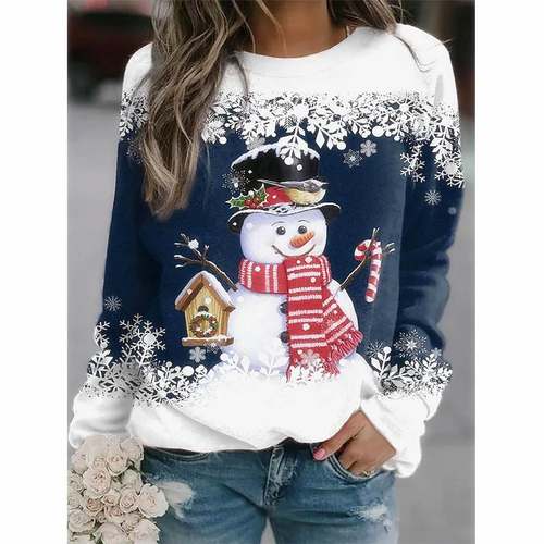 3D print Christmas Sweatshirt for Women Cartoon Tshirt