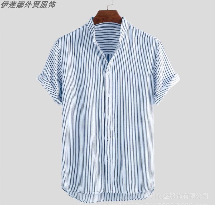 shirts for men striped shirt plussize tops 大码条纹短袖男4XL