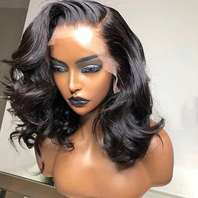 13*6 front lace black wig big wave bangs curly hair 蕾丝假发