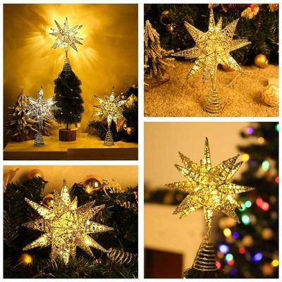 Christmas Tree LED Star Tree Topper Battery Operated Treetop