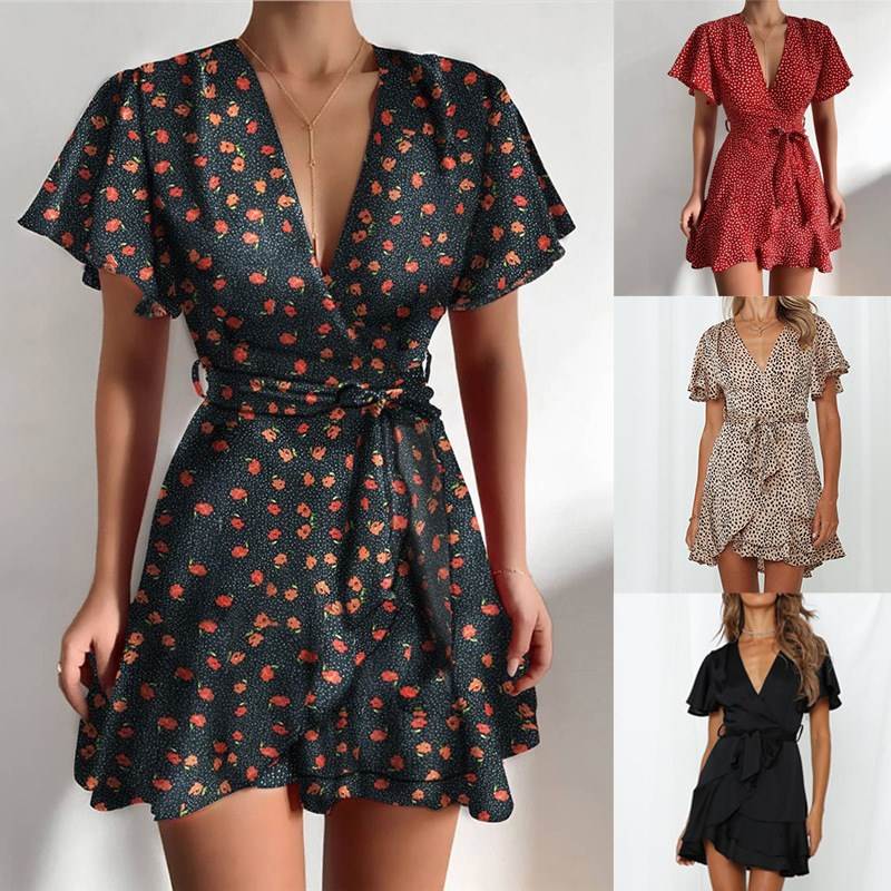 summer dresses dress women plus size 2021 ladies sexy red w图片