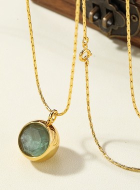 胖东来OD简约风天然石吊坠项链女轻奢小众锁骨链项链夏季高级感