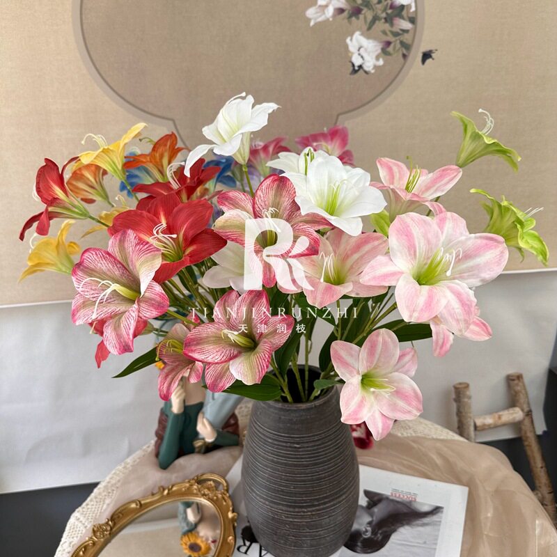仿真百合花手感5头朱顶红