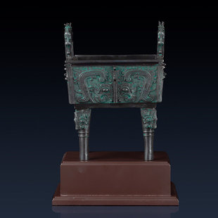 龙耳鼎龙纹复古青铜器桌面摆件三足鼎古风工艺品办公室桌面