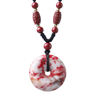 辰世朱砂吊坠男新品辰砂原矿鸡血石平安扣女本命年儿童红色挂饰品