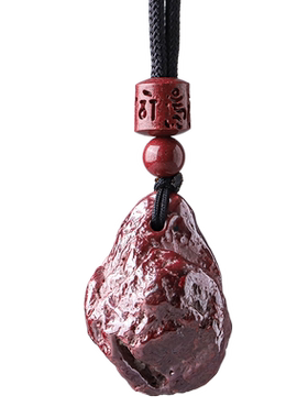 辰世新品朱砂吊坠男女情侣款原矿石无事牌挂饰本命年红色吊牌项坠