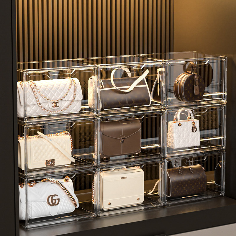 包包收纳神器家用衣柜防尘整理置物架奢侈品皮包存放透明盒展示柜