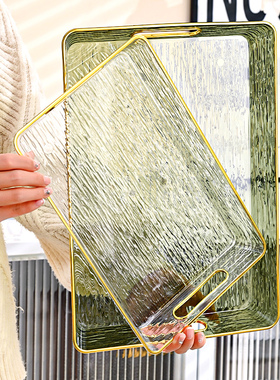 托盘长方形大号家用茶杯水杯茶盘水果盘轻奢北欧风现代客厅茶几