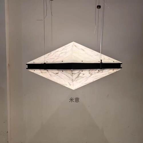 中山工厂直销侘寂风天然云石客厅吊灯设计师工程定制酒店会所新中