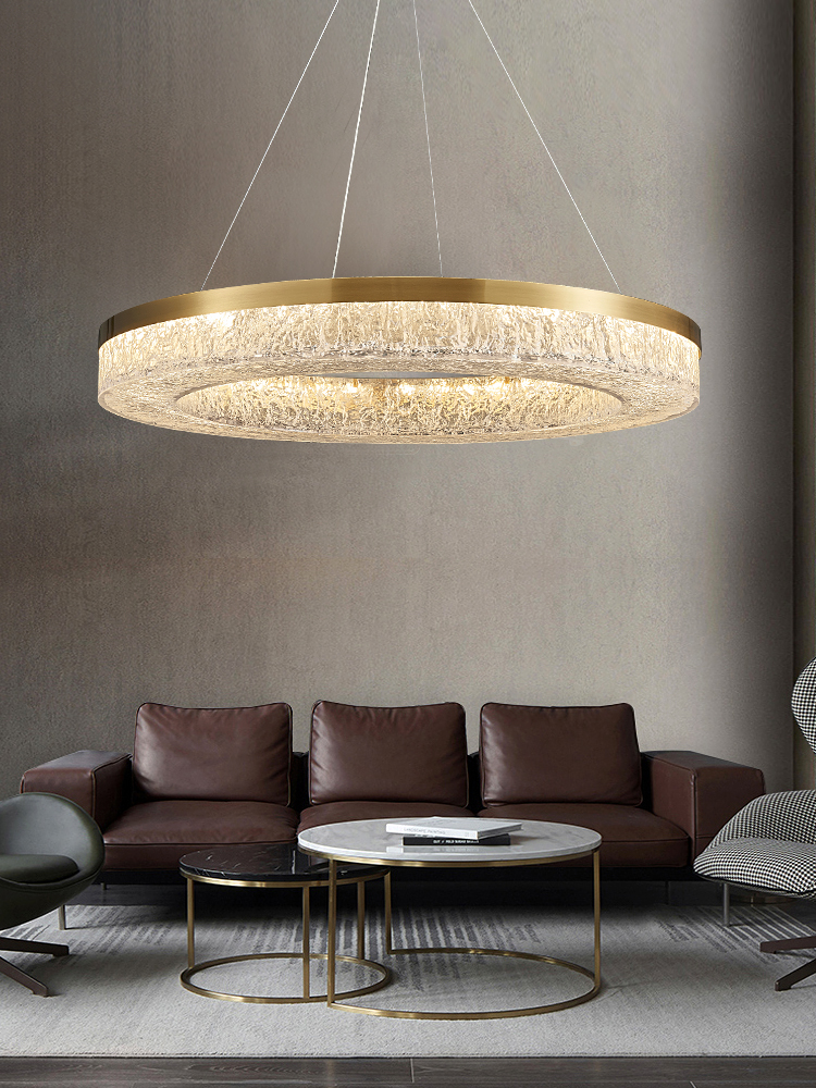 展厅后现代吊灯轻奢极简圆形客厅餐厅树脂灯创意个性大气全铜led