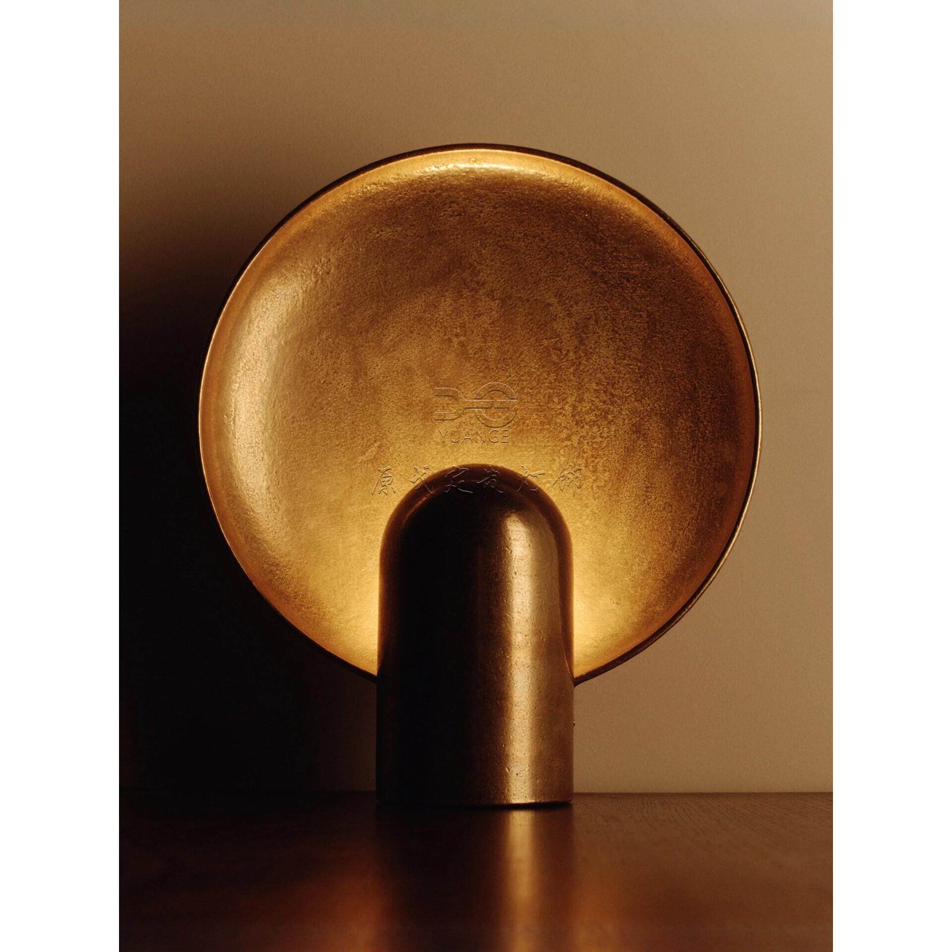 中山工厂直销覆古设计展厅客厅装饰圆盘古铜台灯定制酒店装饰灯具