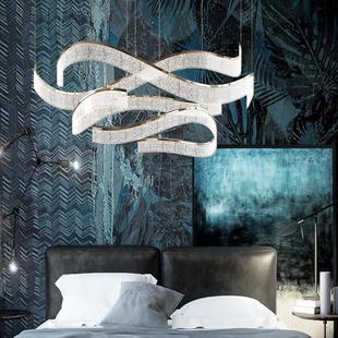 展厅现代简约餐厅吊灯设计师创意飘带灯餐桌定制酒店大包间宴会厅