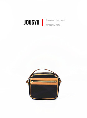 植鞣牛皮拉链斜挎包包单肩包男女通用款百搭手工缝制JOUSYU秋实余