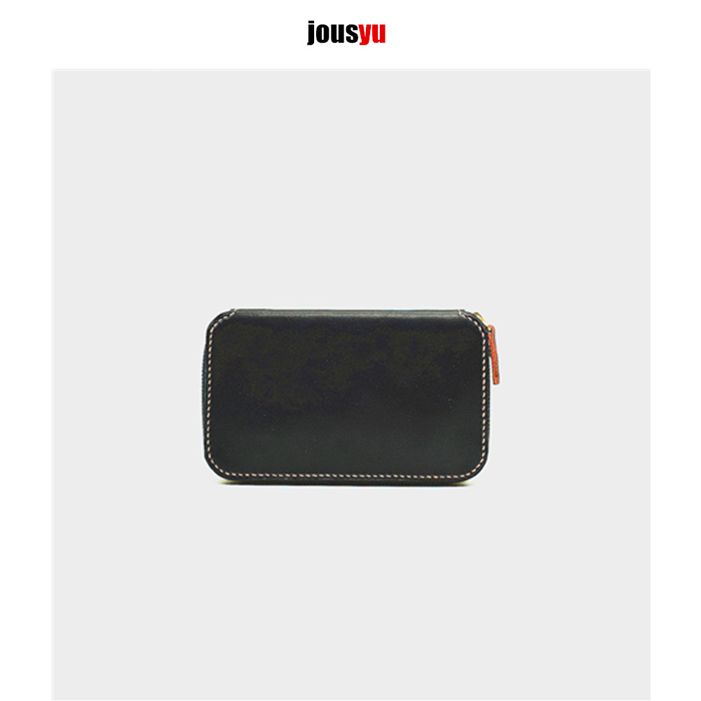 jousyu意大利植鞣牛皮男女通用手工手包手机包手拿包长款拉链钱包