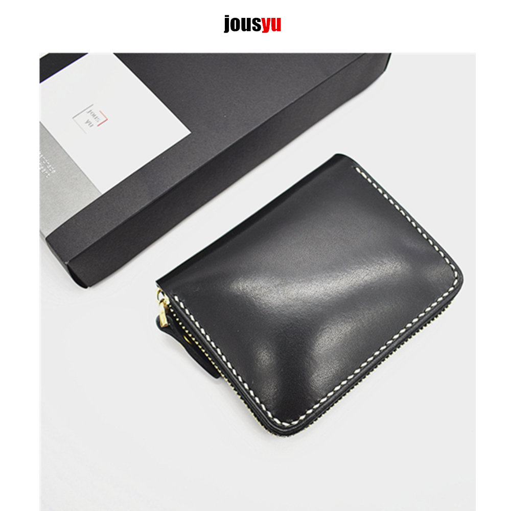 jousyu工作室原创小众意大利植鞣牛皮头层短款拉链手工钱包质感