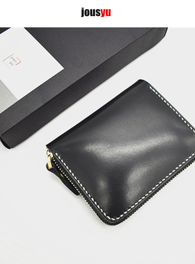 jousyu工作室原创小众意大利植鞣牛皮头层短款拉链手工钱包质感
