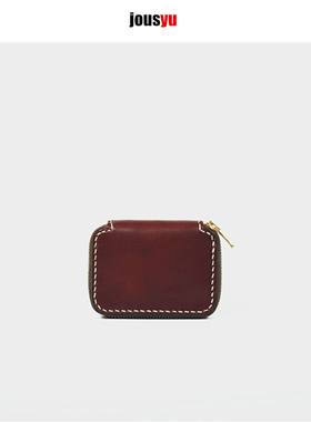 jousyu意大利全头层牛皮植鞣便携卡包零钱包可收纳手机卡卡针