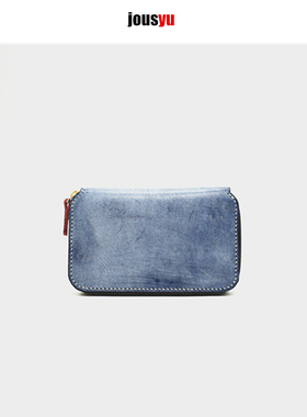 jousyu秋实余雾蜡皮植鞣牛皮手作手机包手包拉链钱包男女通用