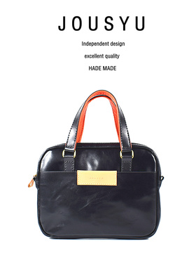 JOUSYU植鞣牛皮手工男女通用公文包手提包黑色商务通勤包真皮内衬