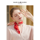MARJAKURKI玛丽亚古琦红色真丝小方巾丝巾女洋气时尚 领巾搭配衬衫