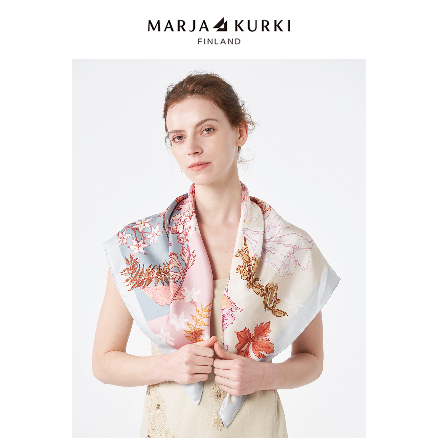 MARJAKURKI玛丽亚古琦真丝大方巾丝巾轻奢高级感桑蚕丝围巾披肩女