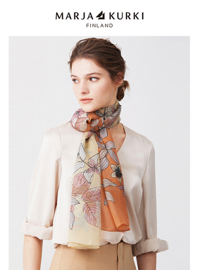 MARJAKURKI玛丽亚古琦真丝丝巾桑蚕丝围巾披肩女外搭送妈妈款礼物