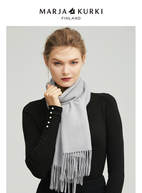 MARJAKURKI玛丽亚古琦红色围巾山羊绒围巾冬季女高级感情侣围脖男