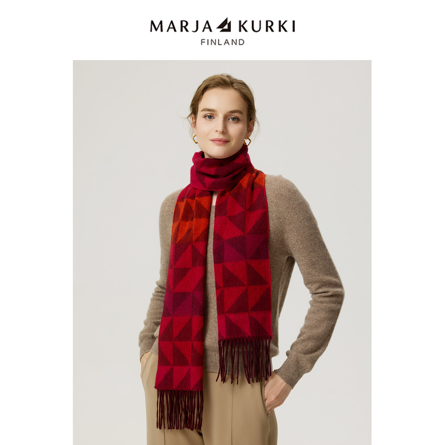 MARJAKURKI玛丽亚古琦羊毛围巾女冬季高级感红色围巾妈妈款送长辈,服饰配件/皮带/帽子/围巾,围巾/丝巾/披肩,淘宝优惠券,粉丝福利购,淘宝优惠卷