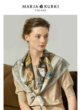 MARJAKURKI玛丽亚古琦双面印花桑蚕丝真丝丝巾妈妈款方巾披肩礼盒