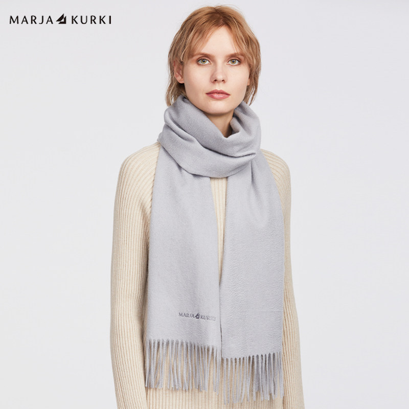 MARJAKURKI玛丽亚古琦纯色羊绒围巾女冬季保暖围脖男女同款礼盒装