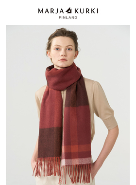 MARJAKURKI玛丽亚古琦双面羊绒围巾女冬季英伦格子围巾情侣款礼盒