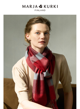 MARJAKURKI玛丽亚古琦红色格子围巾韩系氛围感羊毛羊绒围巾女冬季