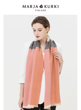 MARJAKURKI玛丽亚古琦格纹围巾女春秋薄款百搭羊毛针织披肩外搭冬