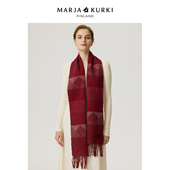 MARJAKURKI玛丽亚古琦红色羊绒围巾女冬2025新款 保暖围脖男女同款