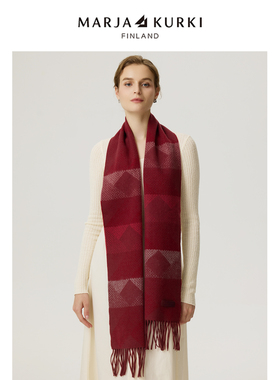 MARJAKURKI玛丽亚古琦红色羊绒围巾女冬2025新款保暖围脖男女同款