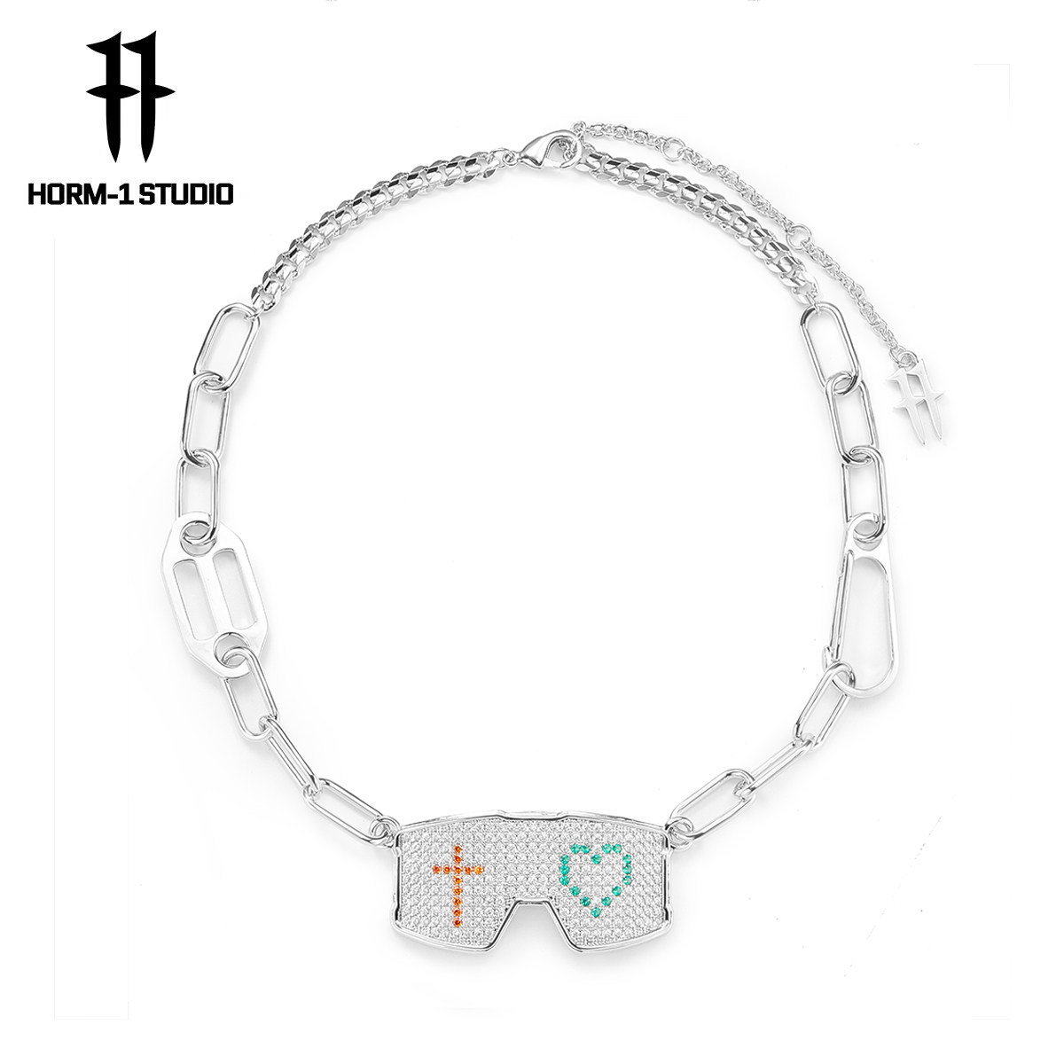 Horm1护目镜项链蔡少芬同款十字架赛博朋克十字架心形个性ins饰品